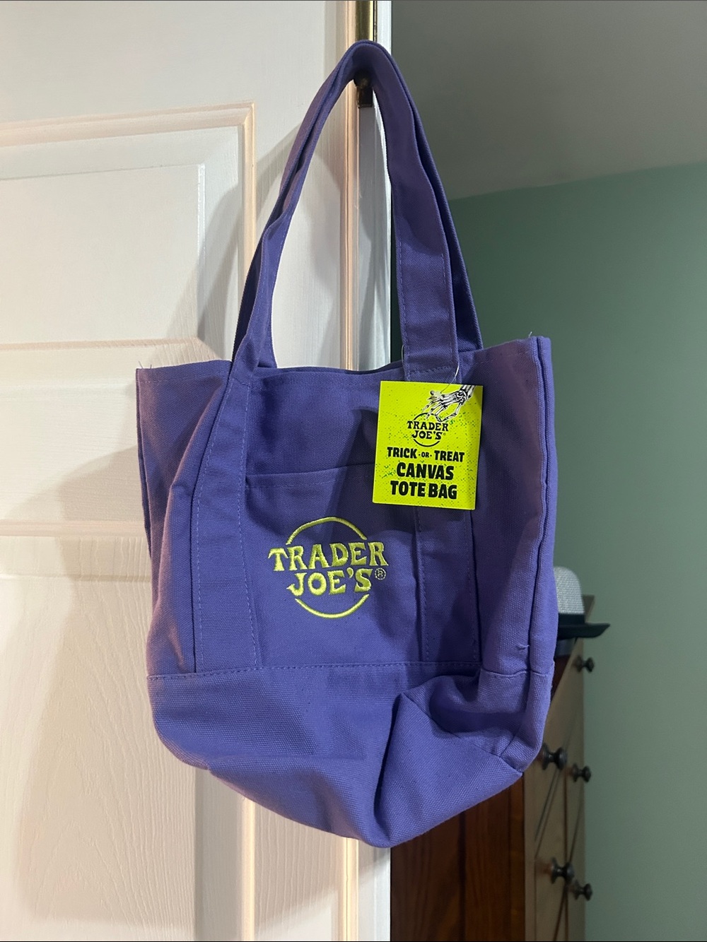 Trader Joe's Purple Canvas Tote Bag